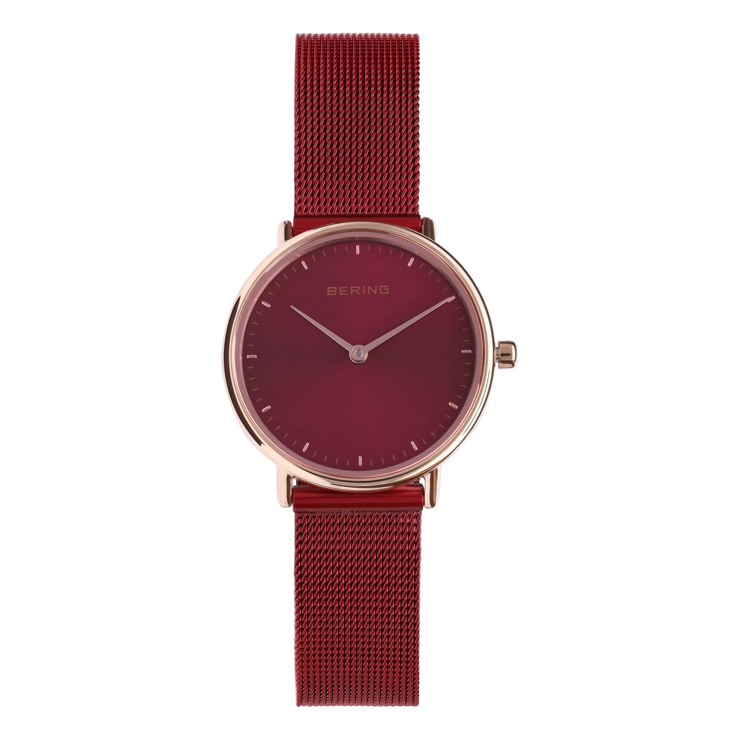 Bering horloge met mesh band rood 15729-363