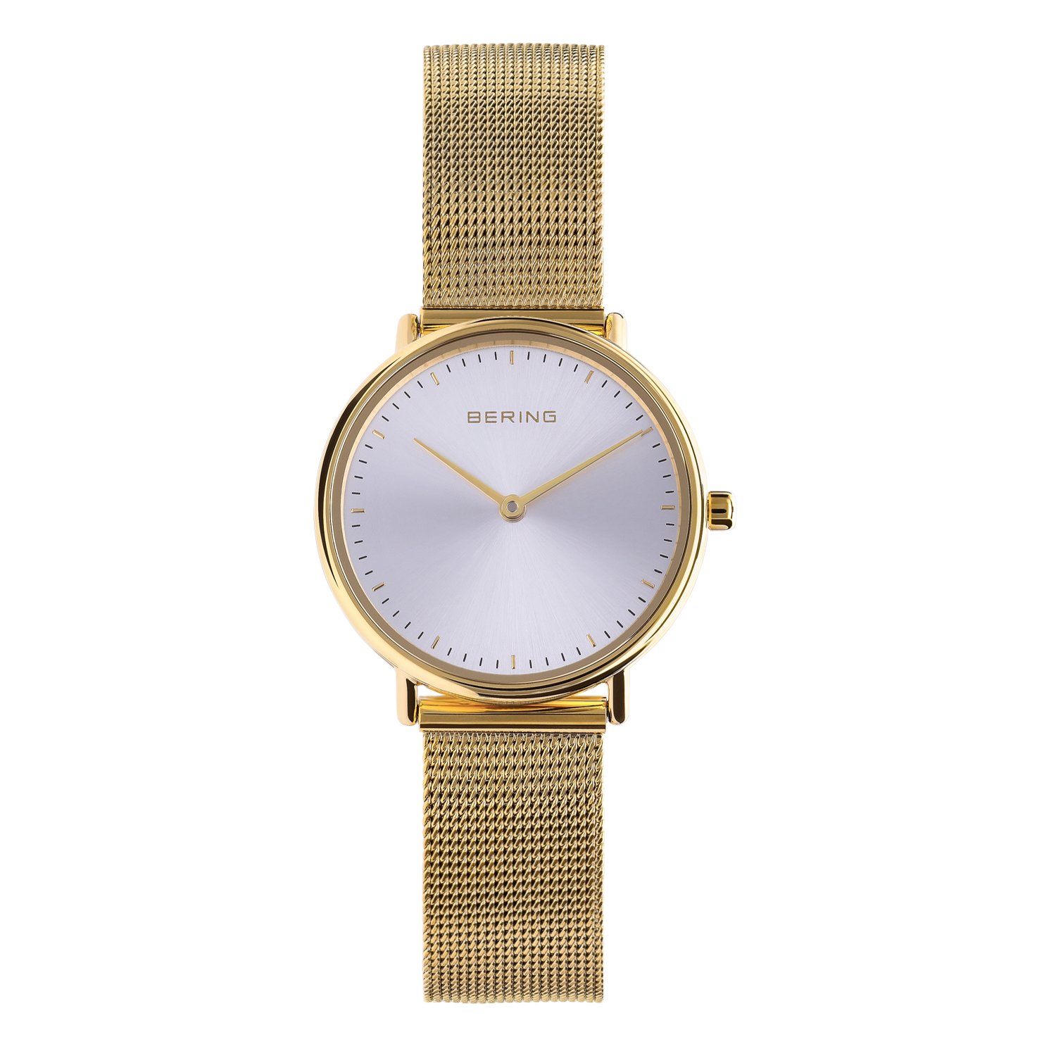 Bering horloge mesh en leren band goud 15729-530