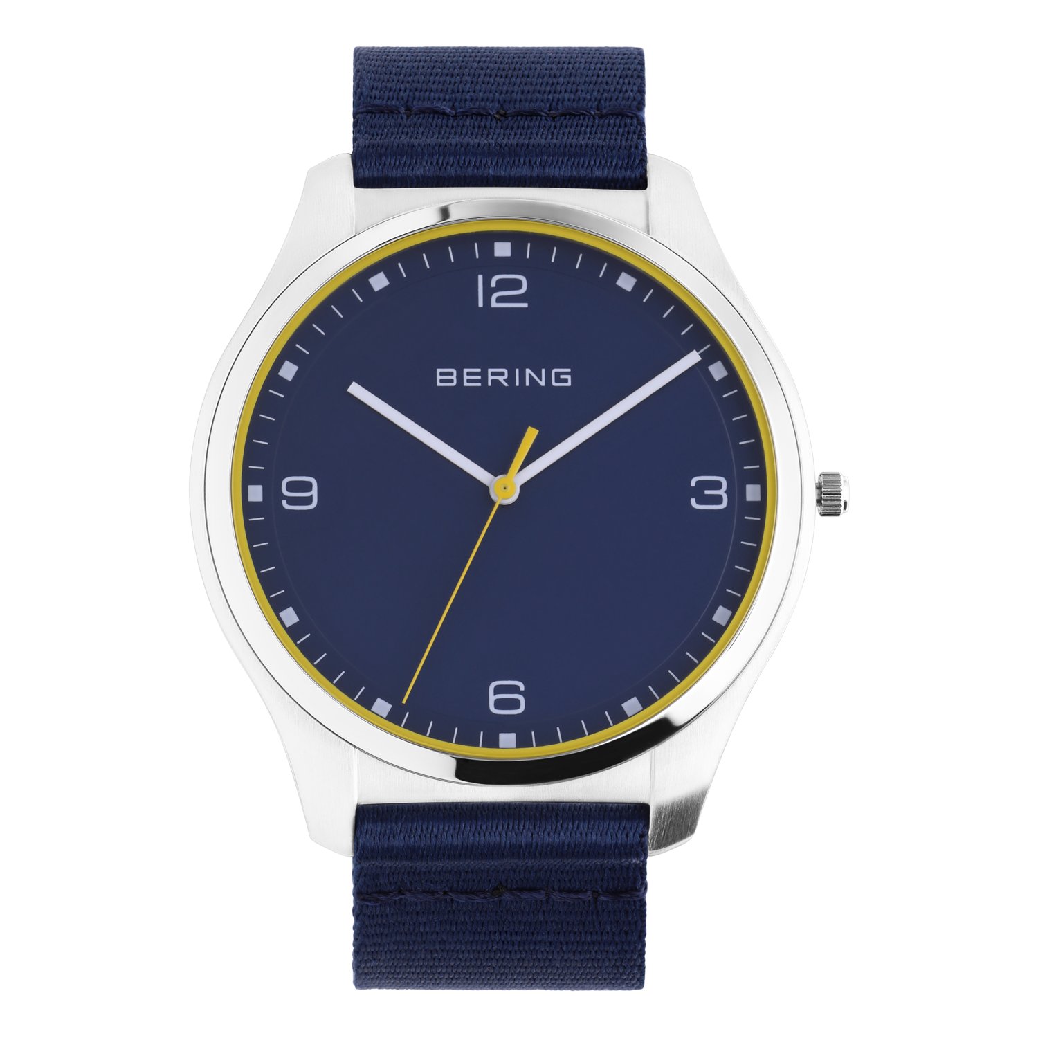 Bering horloge met stoffen band blauw 18342-507