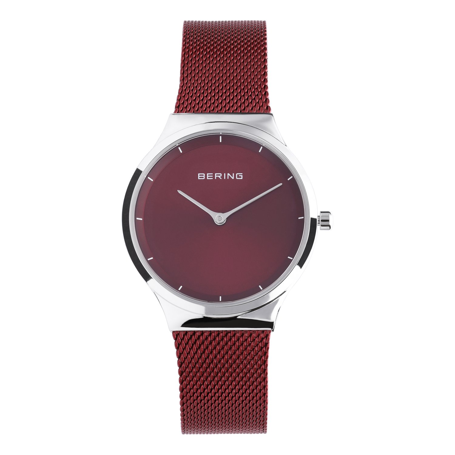 Bering horloge met mesh band rood 12131-303