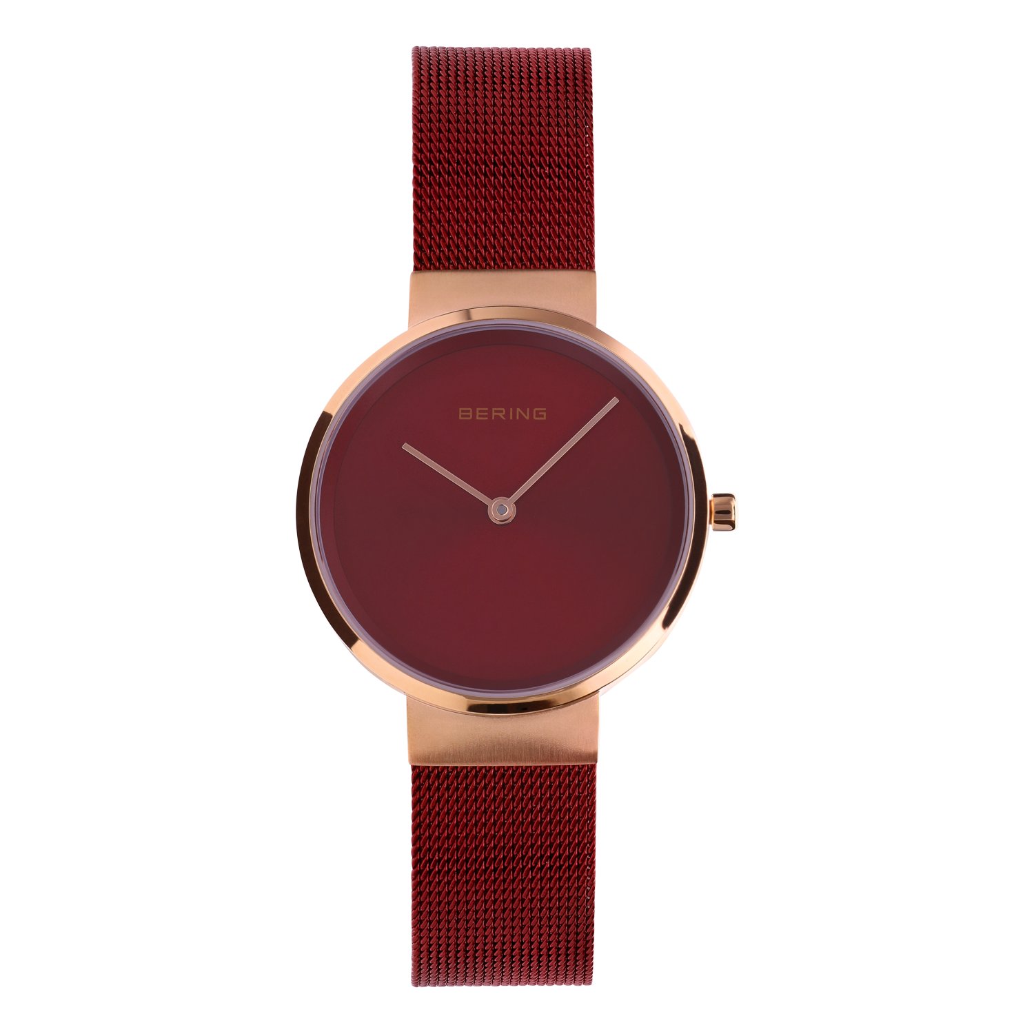 Bering horloge met mesh band rood 14531-363