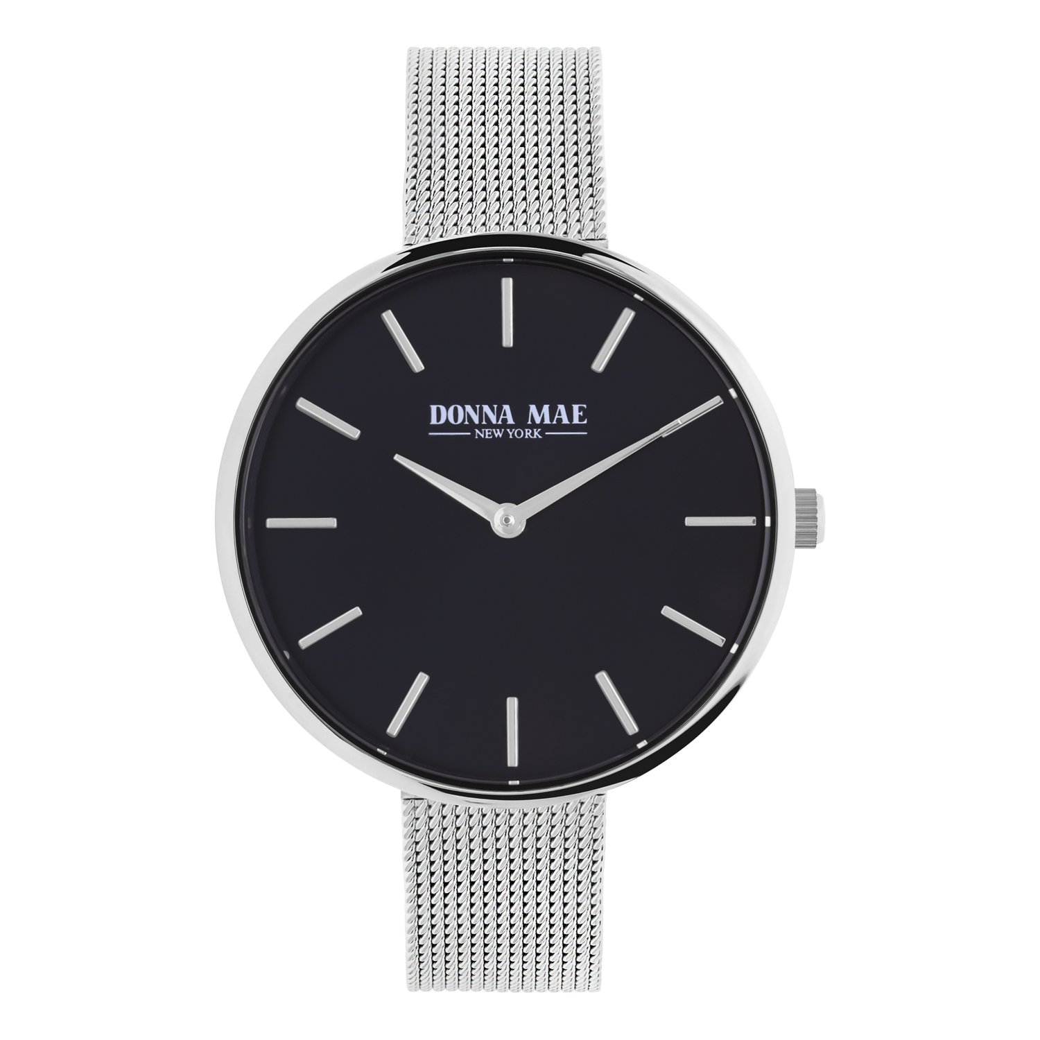 Donna Mae horloge mesh band zilverkleurig