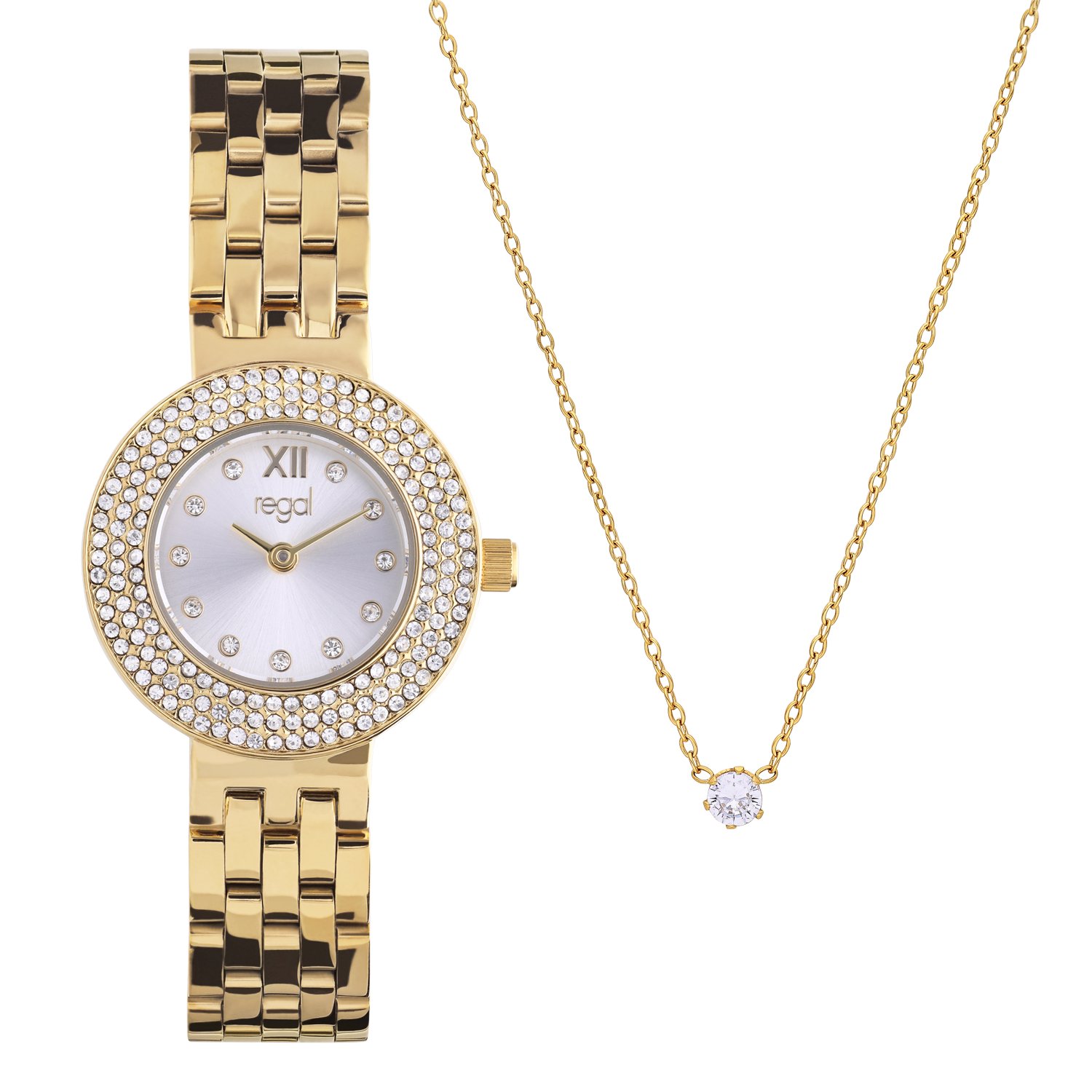 Regal cadeauset horloge met gratis collier goud