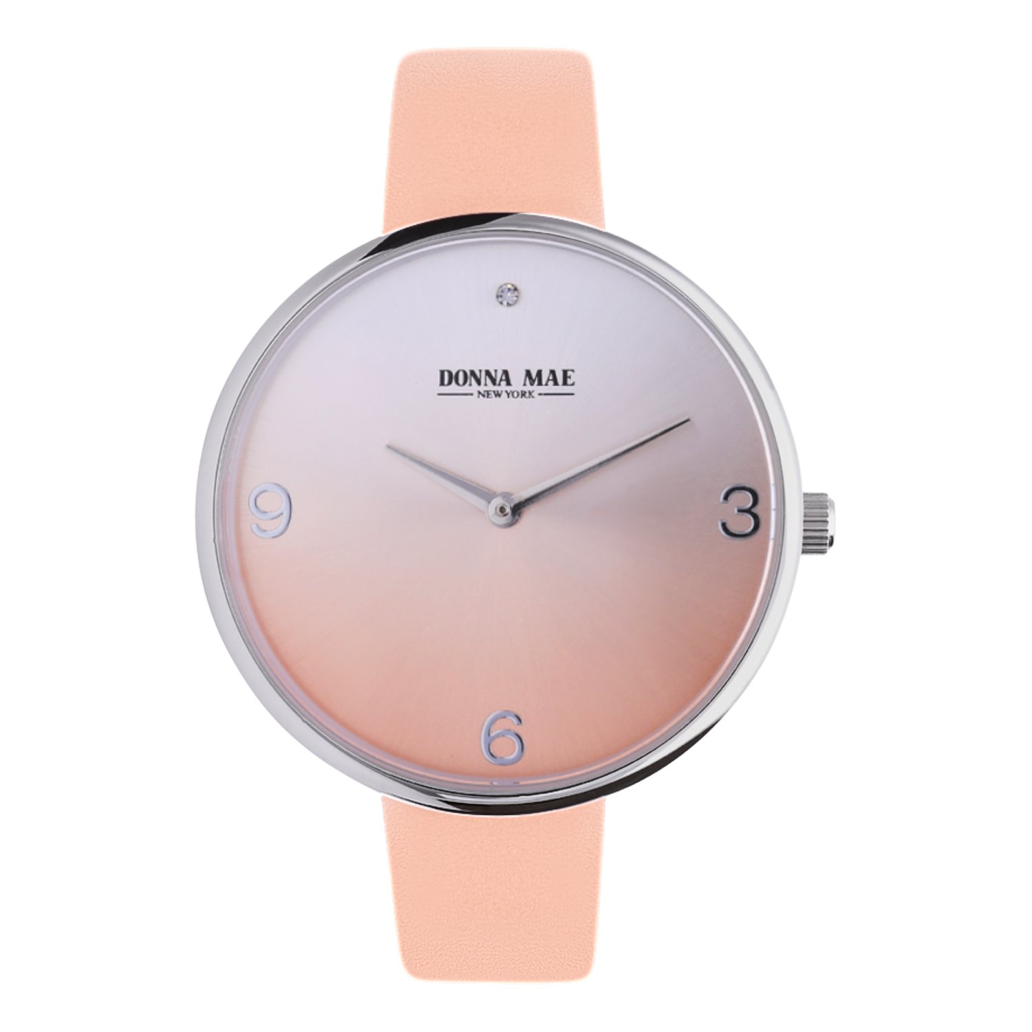 Donna Mae horloge leren band peach en zirkonia