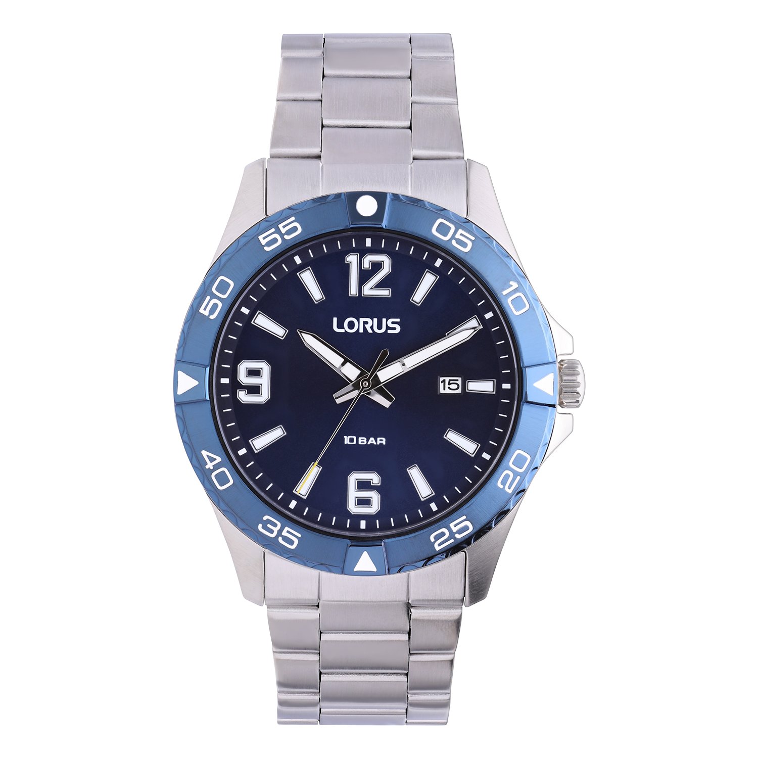 Lorus herenhorloge staal met blauw accent RH989QX9