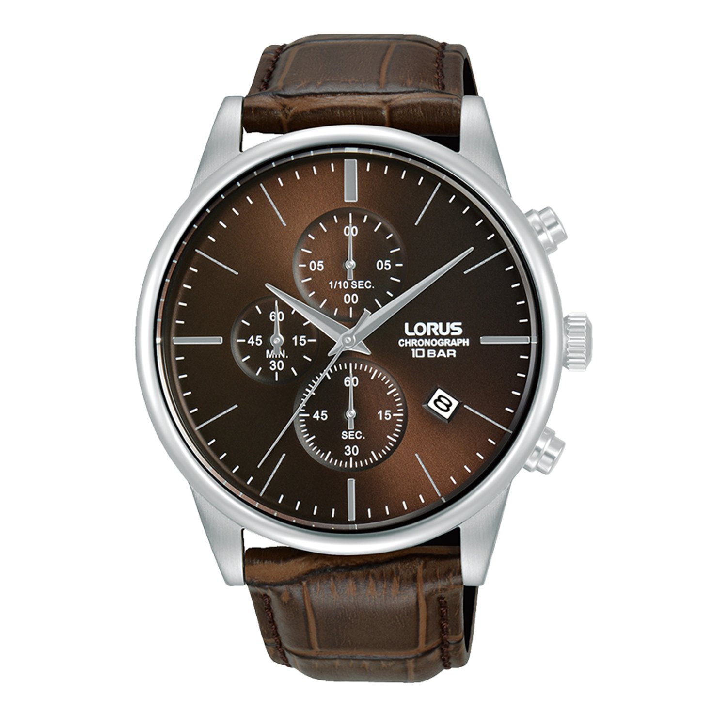 Lorus horloge Chronograaf met leren band bruin