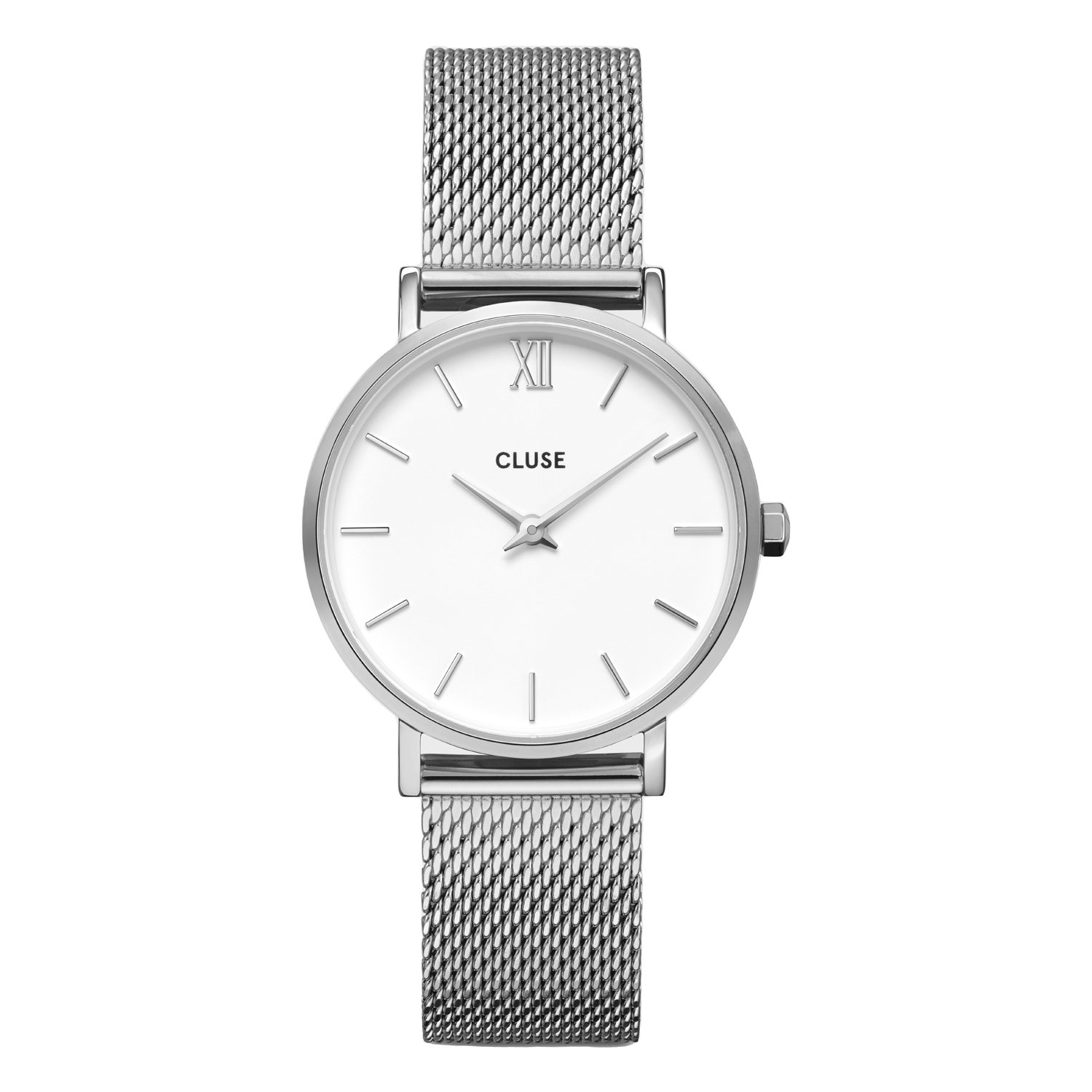 CLUSE - Minuit horloge zilverkleur stalen mesh band