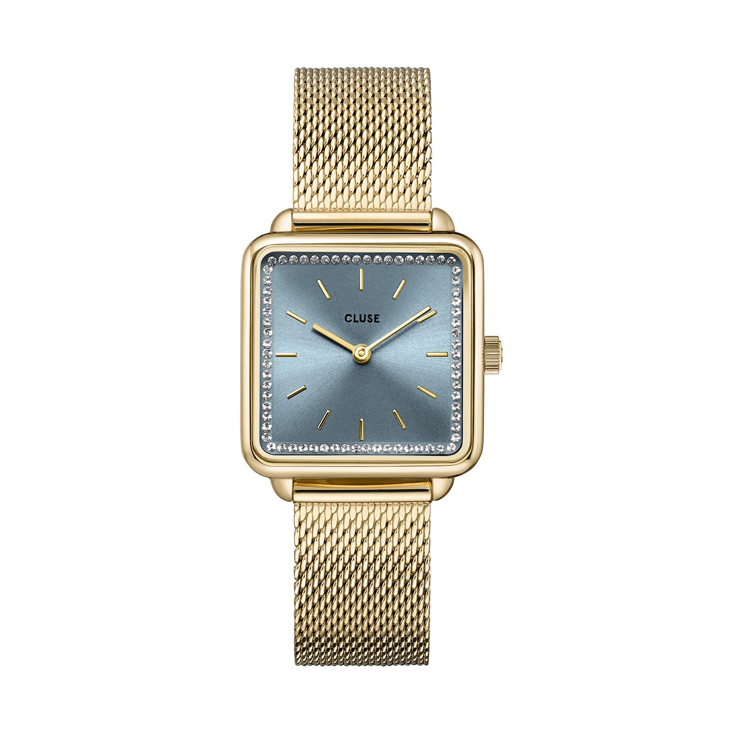 CLUSE - La Tétragone horloge mesh goud met kristal