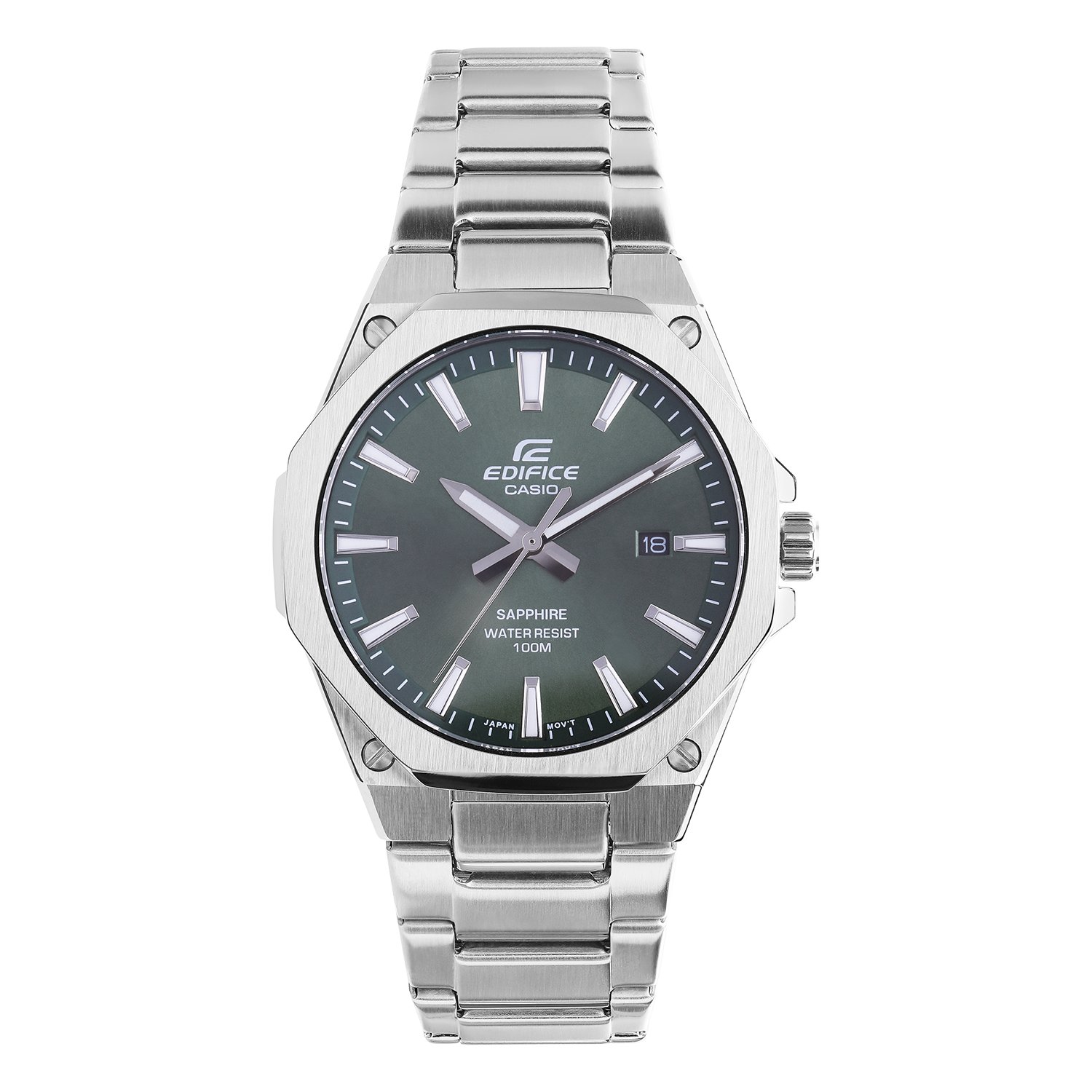 Edifice horloge staal met groen EFR-S108D-3AV