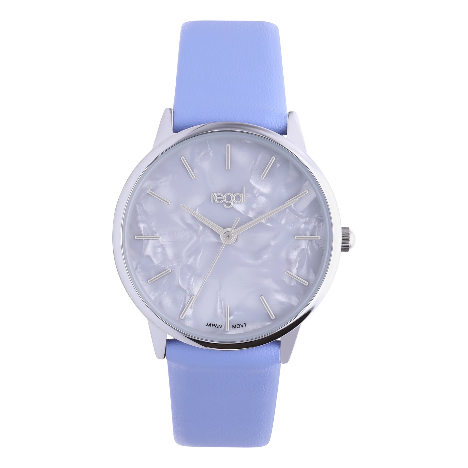 Regal dames horloge blauw, parelmoer wijzerplaat