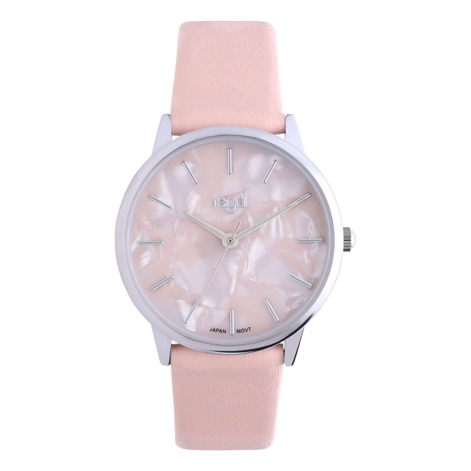 Regal dames horloge peach, parelmoer wijzerplaat