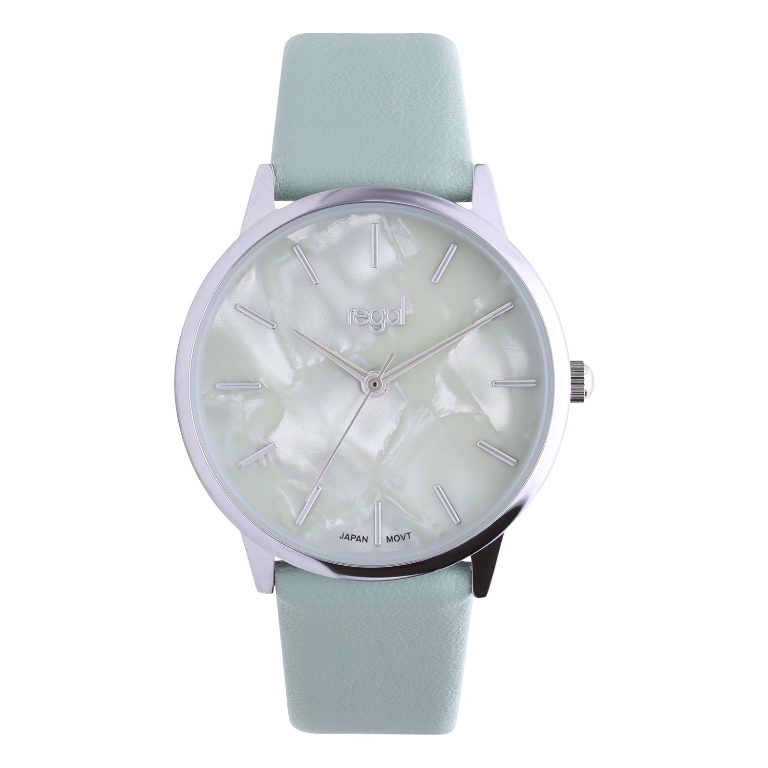 Regal dames horloge groen, parelmoer wijzerplaat