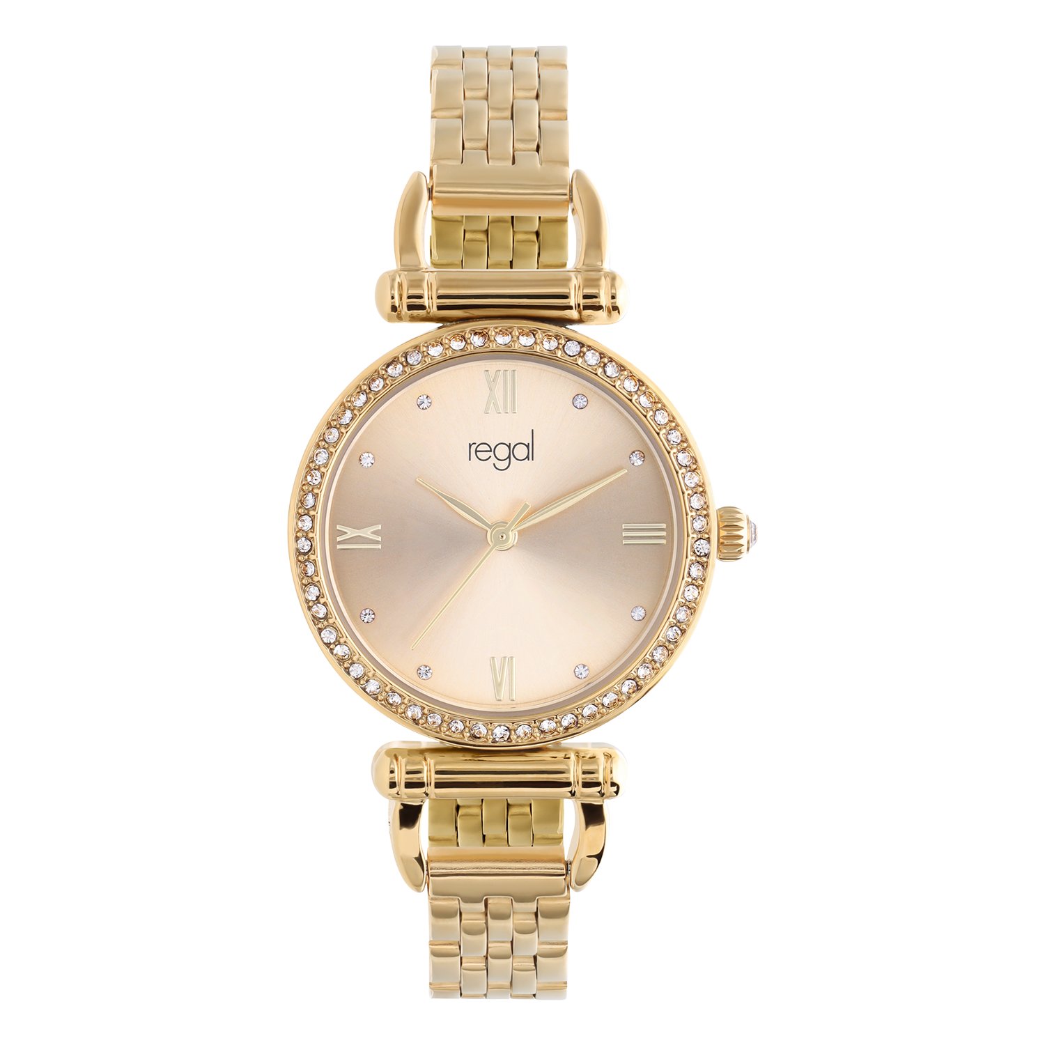 Regal dames horloge goudkleurig met zirkonia