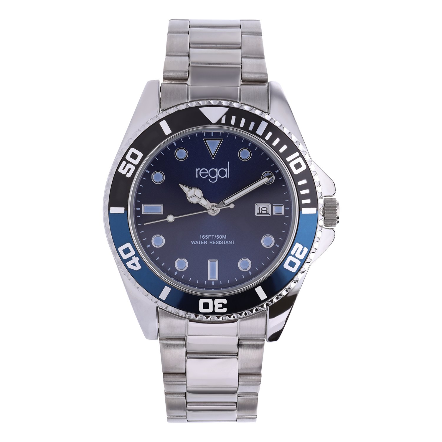 Regal heren horloge staal met blauwe wijzerplaat