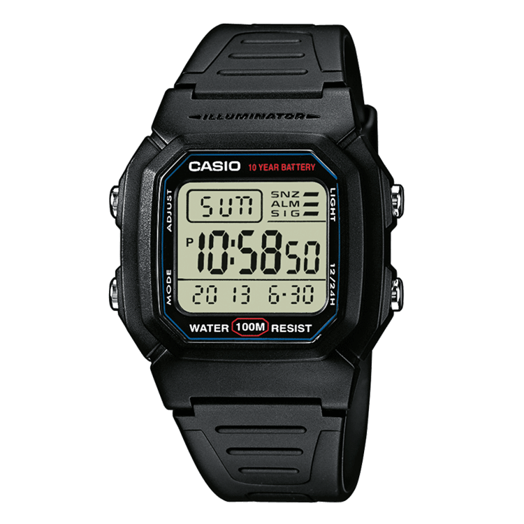 Casio Digitaal Heren Horloge Zwart W-800H-1AVEF