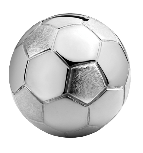 Versilberte Sparbüchse Fußball