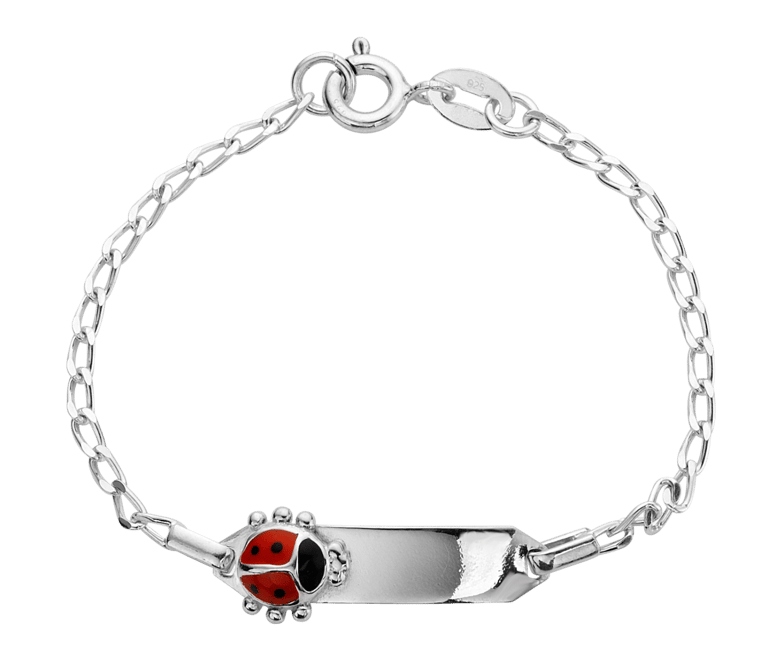 Plättchenarmband für Kinder, 925 Silber, Marienkäfer