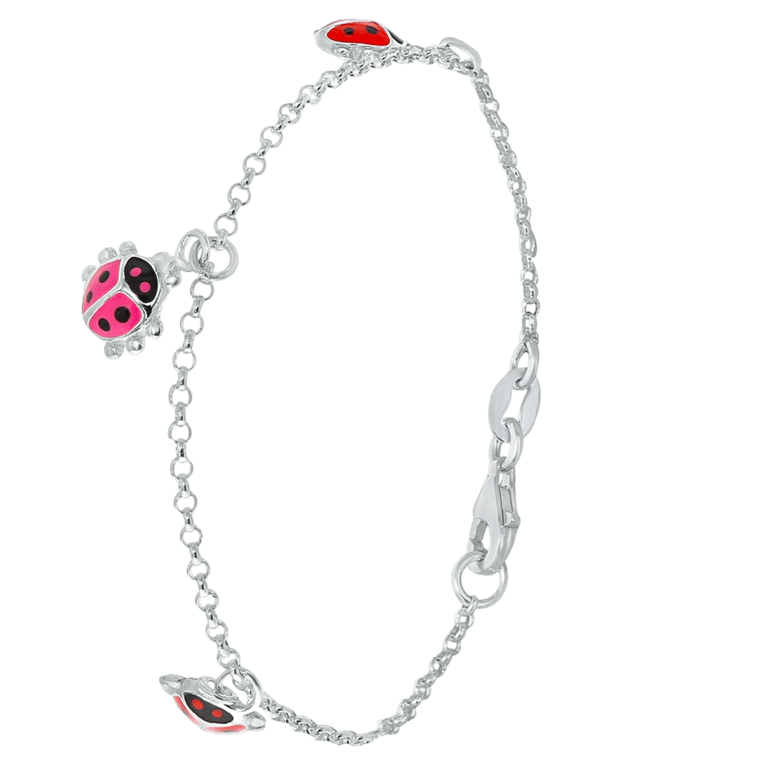 Bettelarmband für Kinder aus 925er Silber, Marienkäfer