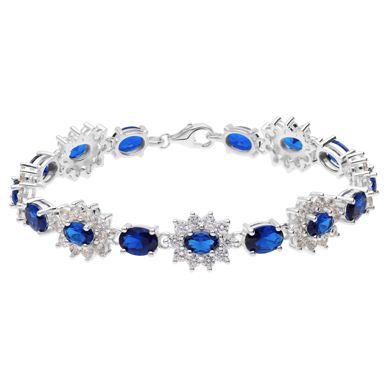 Zilveren armband blauwe zirkonia