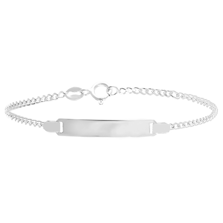 Kinder-Plattenarmband, 925 Silber, mit Gourmetkettenglied