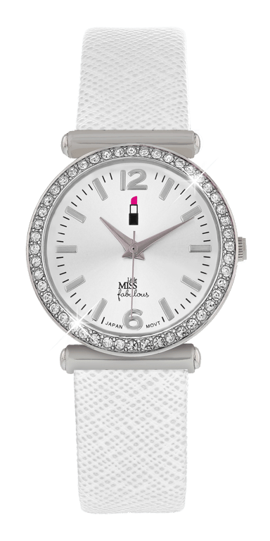 Little Miss Fabulous Armbanduhr mit weißem PU-Armband