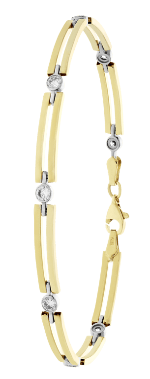 14 Karaat gouden bicolor armband fantasie zirkonia