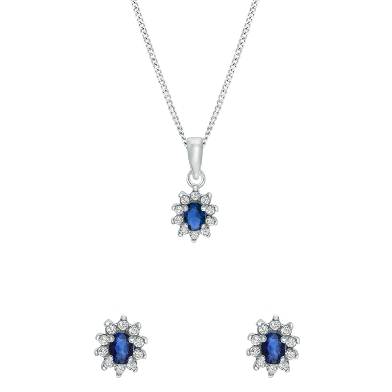 Zilveren set met sapphire zirkonia