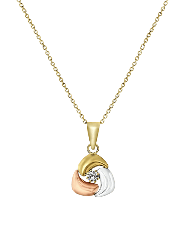 14 Karaat tricolor ketting met zirkonia