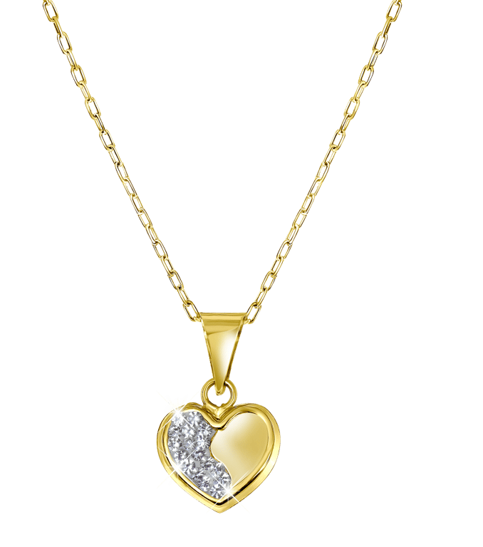 14 karaat geelgouden ketting hanger hart kristal