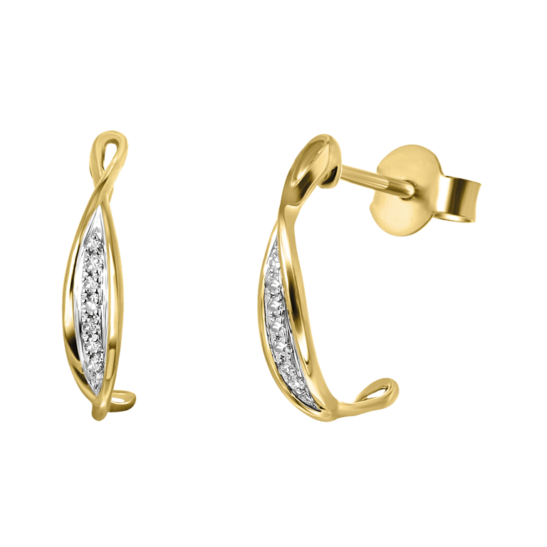 14 Karaat geelgouden oorbellen met diamant 0,04ct