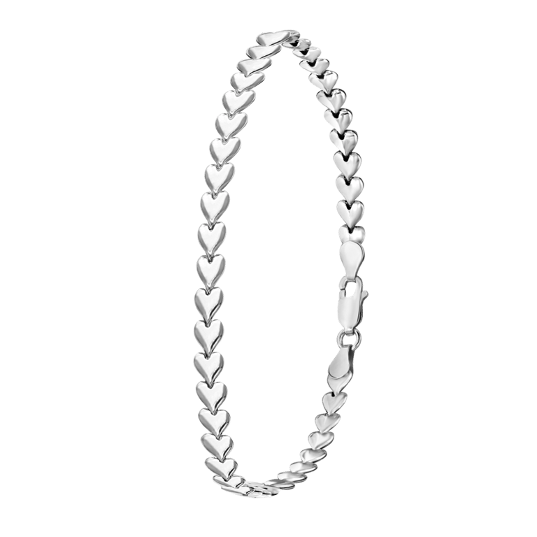 Silber-Armband rhodiniert Herz-Kettenglied