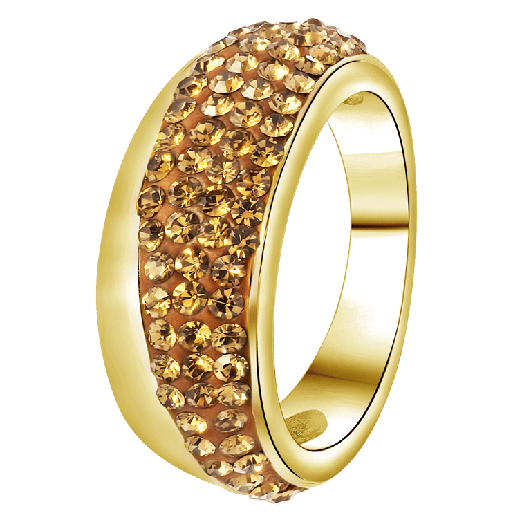 Gerecycleerd stalen ring goldplated light colorado kristal