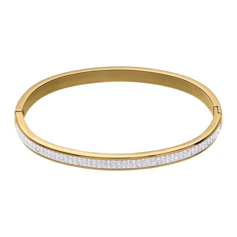 Gerecycleerd stalen armband goldplated wit kristal