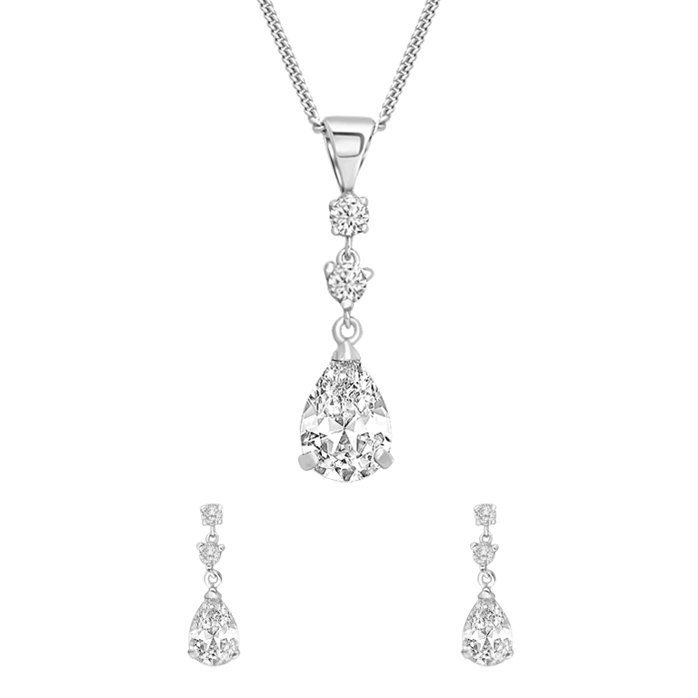 Silber-Set 925 Tropfen mit Zirkonia