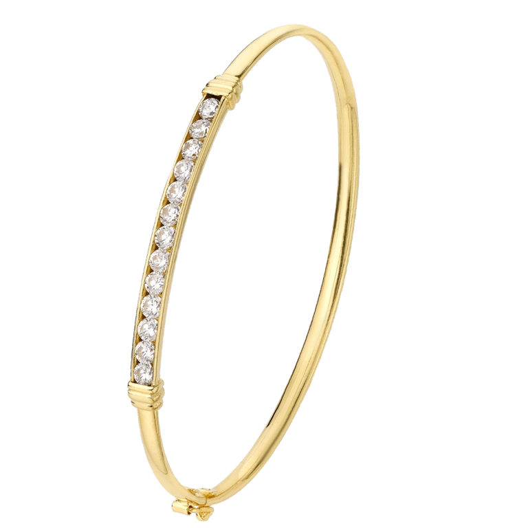 9 Karaat bangle rail met zirkonia