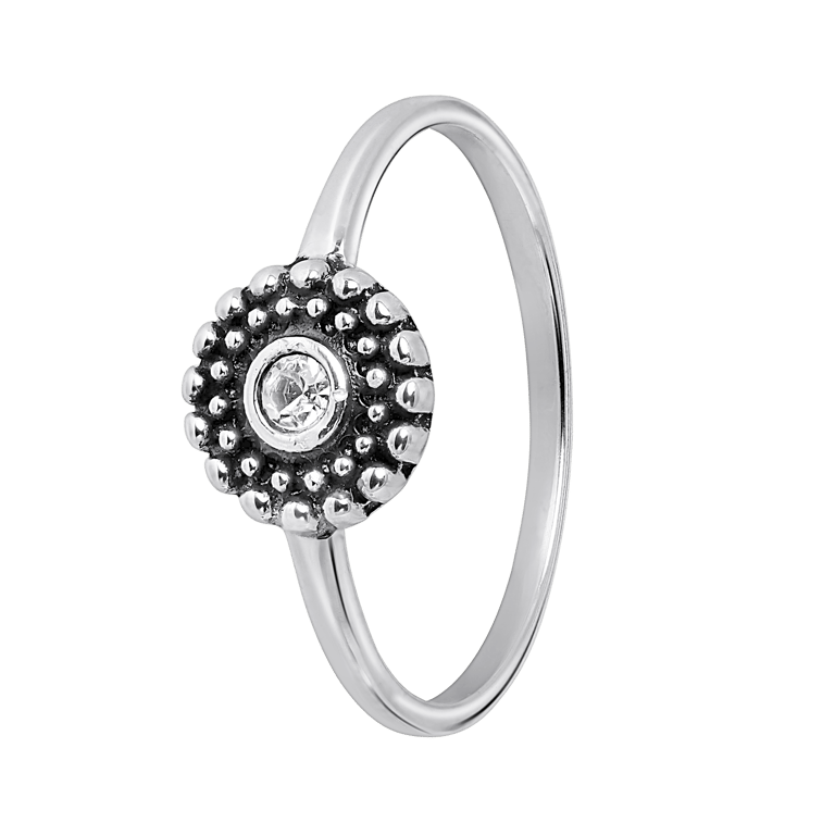 Zilveren ring rond Bali met kristal