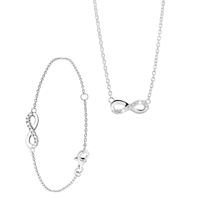 Set aus 925 Silber mit Zirkonia, „Infinity"