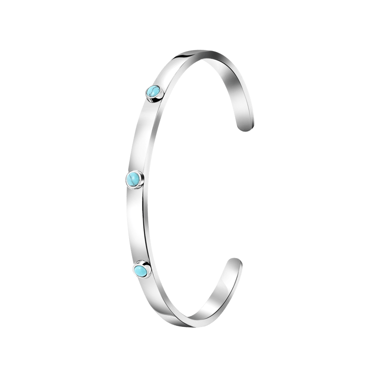 Edelstahlarmreif Bangle mit Türkis/ Kristall