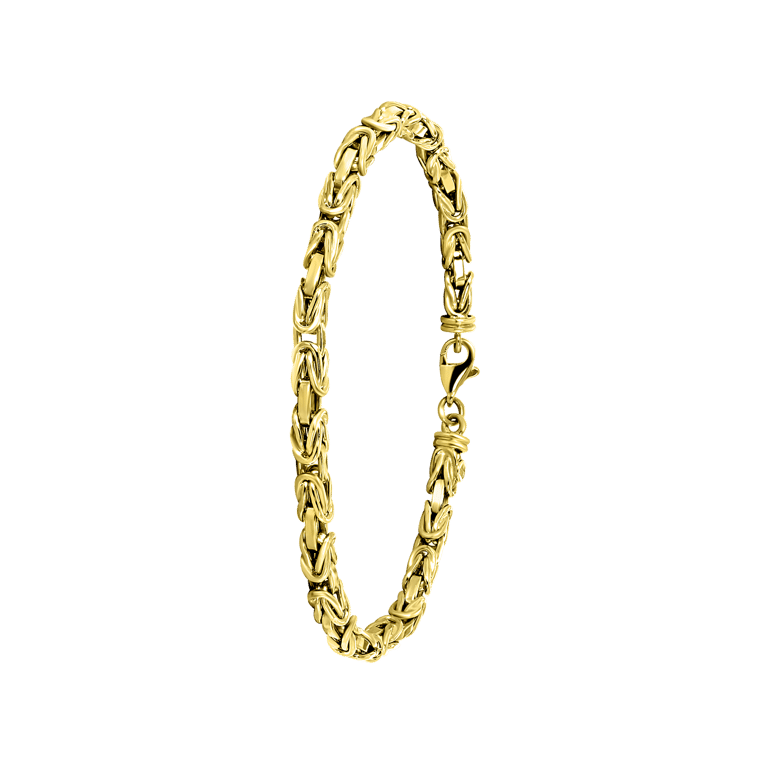 14 Karaat geelgouden armband koningsschakel 4mm