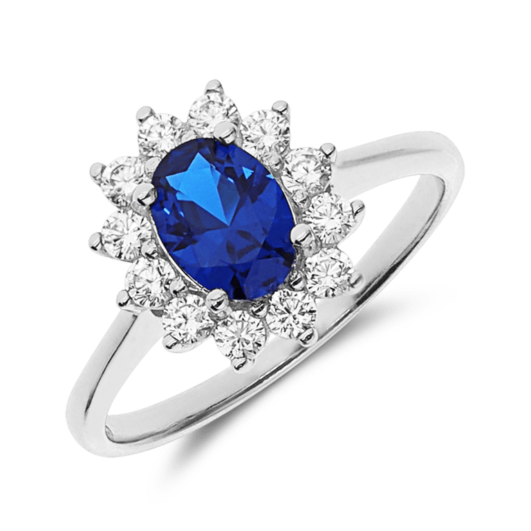 Zilveren ring met blauwe zirkonia