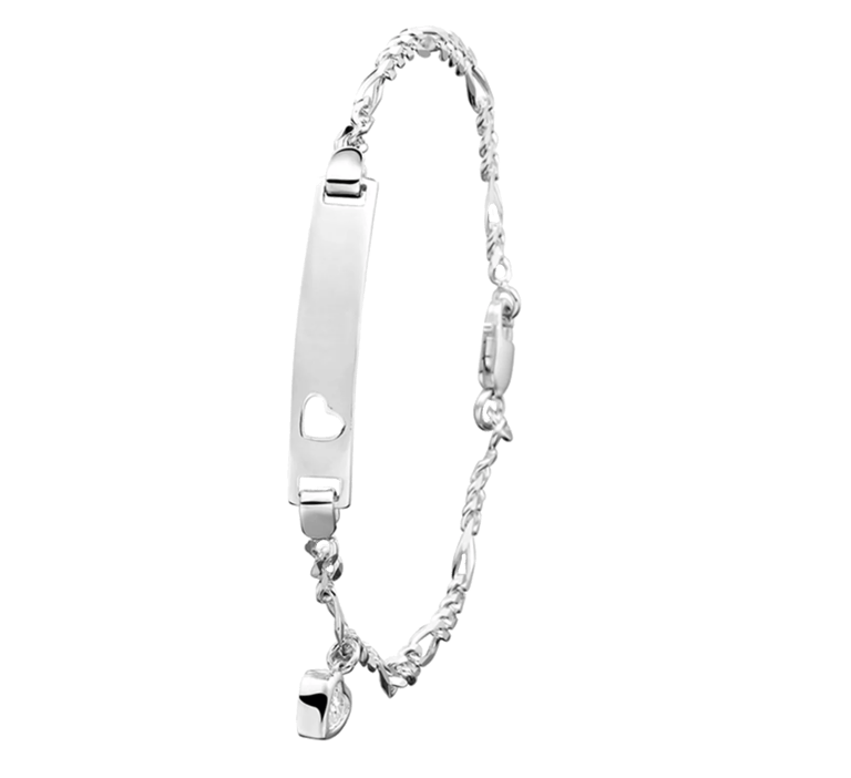 Plattenarmband in 925 Silber Charms Herz