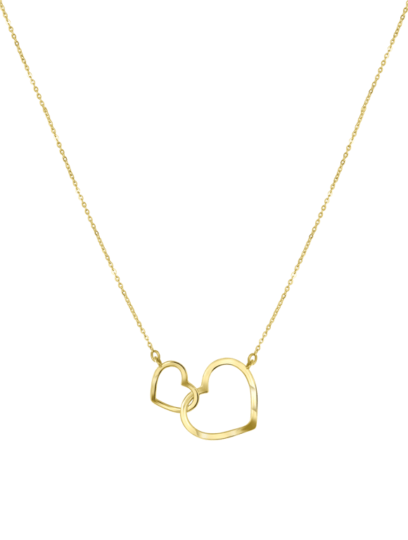 14 Karaat geelgouden ketting 2 harten