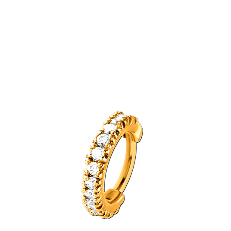 Stalen traguspiercing goldplated clicker zirkonia