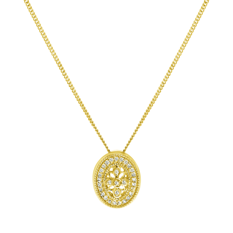 14 Karaat geelgouden ketting diamant (0,07ct)