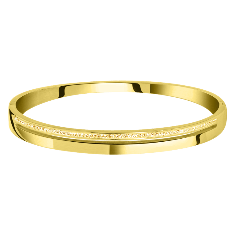 Bangle-Armreif aus Edelstahl, vergoldet, Light Colorado-Kristall