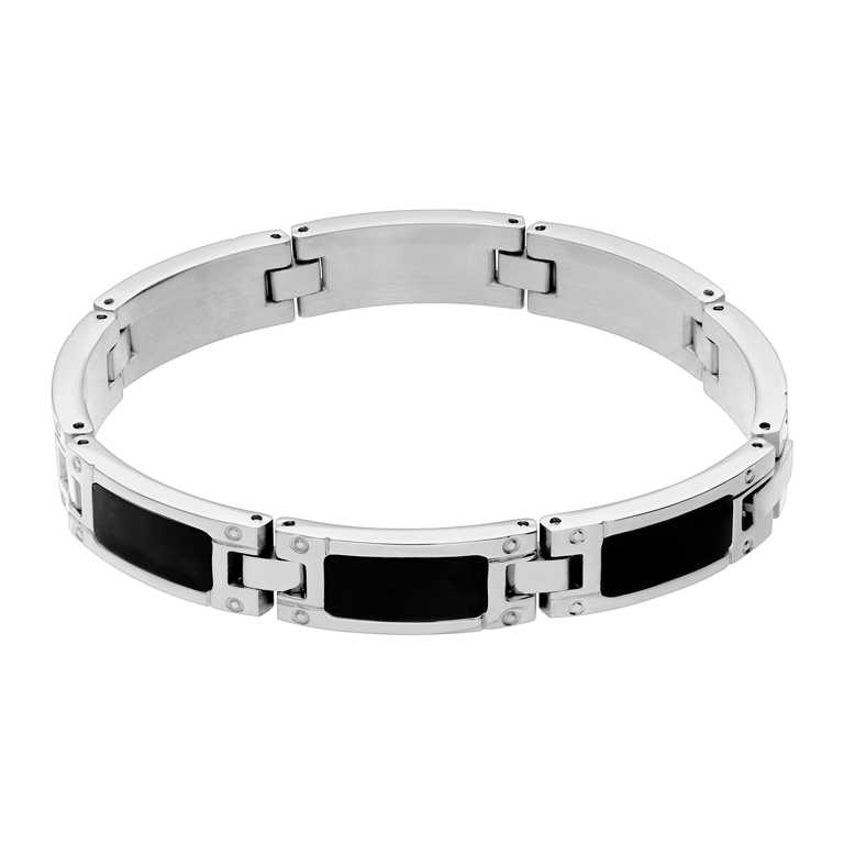 Herrenarmband aus Edelstahl mit schwarzen Akzenten