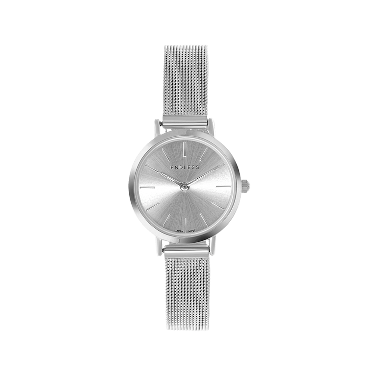 Endless horloge met zilverkleurige mesh band