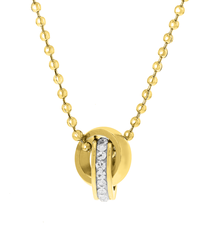 Stalen kinderketting goldplated wit kristal