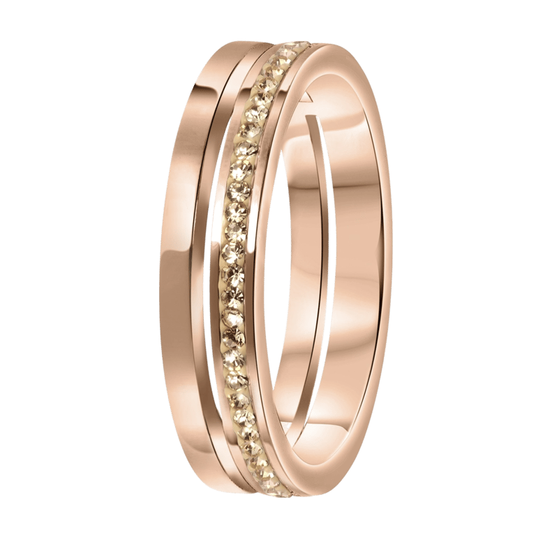 2-reihiger, rotvergoldeter Edelstahl eternity ring mit Light Peach