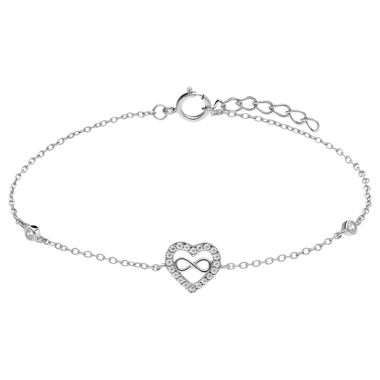 Armband, 925 Silber, Herz mit Infinity-Zeichen und Zirkonia